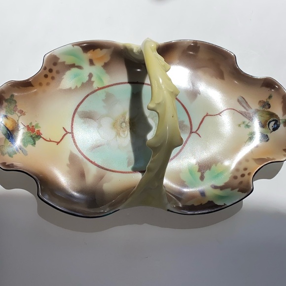 Prov Saxe E S Vintage hand painted serving dish. Beautiful depiction of birds. - Picture 1 of 10